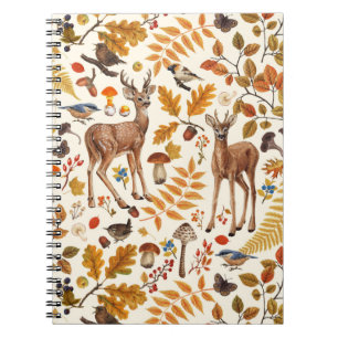 Into the woods/Autumn deer on off white Notebook