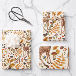 Into the woods/Autumn deer on off white Wrapping Paper Sheet