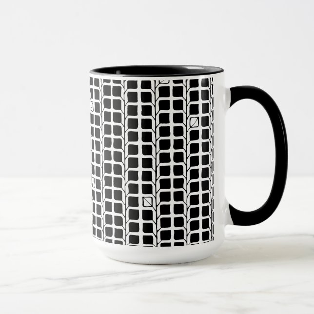 Into the Woods Leaves black Ringer Mug (Right)