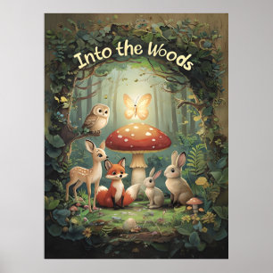 Into the Woods – Whimsical Forest Animal Poster