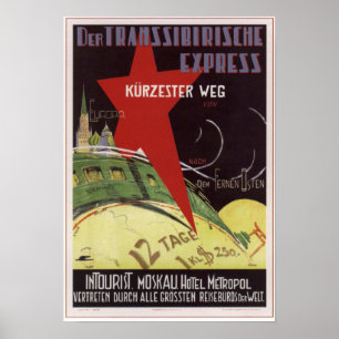 "Intourist. Transsiberian express" USSR 1930 Poster