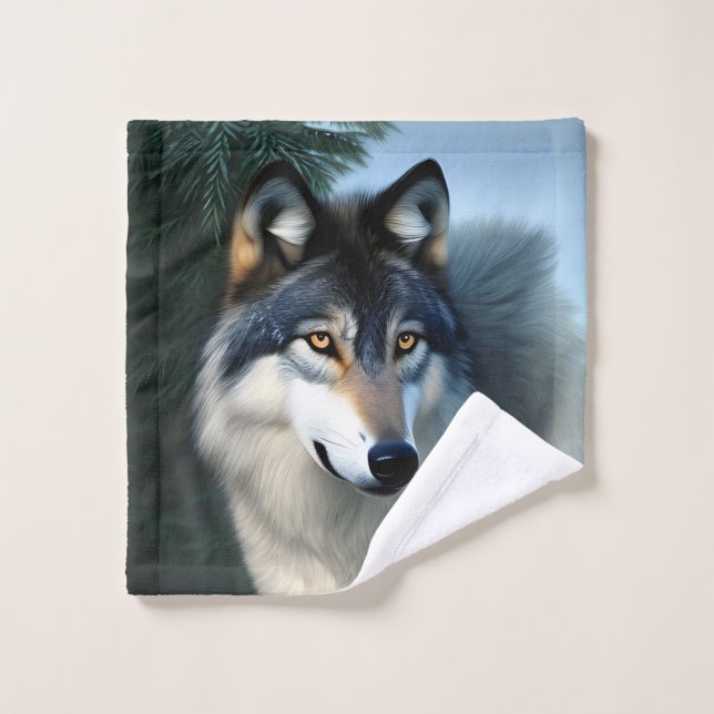 Intrépide Loup De L'Arctique, Laver Un Tissu (Gant de toilette)