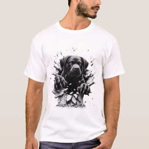 Intresting Black Dog 3D Realistic Design Royal  T-Shirt