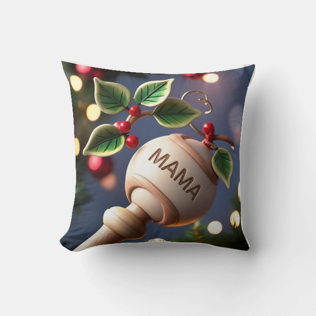 Intricate 3D Baby Rattle: Two Sides, Double Fun Throw Pillow (Front)