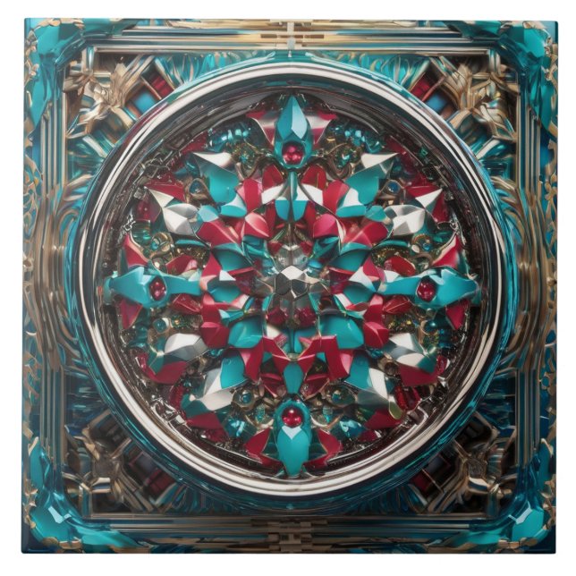 Intricate Abstract Framed Medallion Tile (Front)