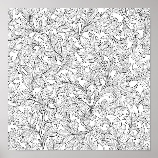 Intricate Adult Coloring Page: Intertwined Ivy Poster (Front)