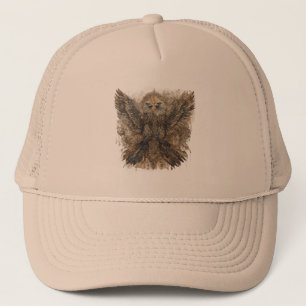 Intricate Artwork Featuring Two Eagles with Ornate Trucker Hat