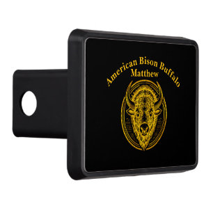 Intricate Bison Buffalo Head Illustration Trailer Hitch Cover