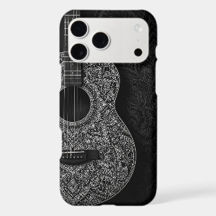 Intricate Black and White Mandala Acoustic Guitar
