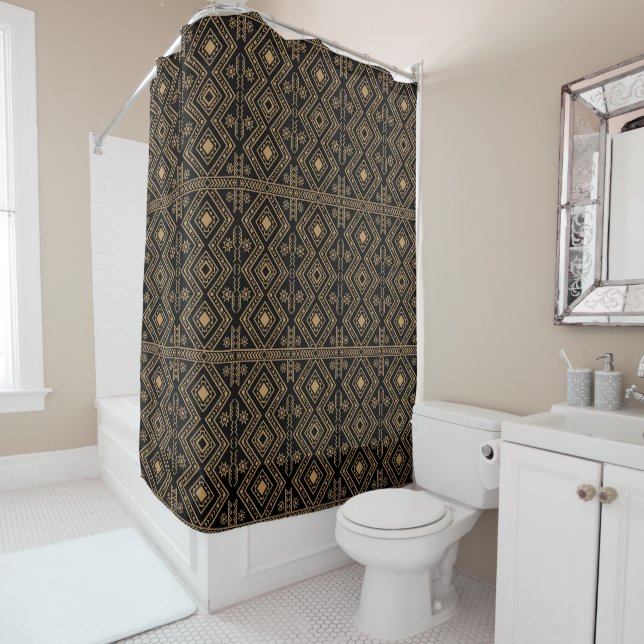 Intricate Black Gold Geometric Surface Pattern (In Situ)