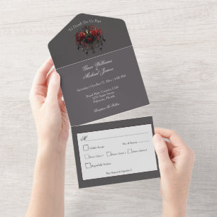 Intricate Black Gothic Chandelier All-In-One All In One Invitation