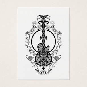 Intricate Black Guitar Design on White