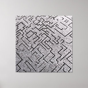 Intricate Black & White Labyrinth Maze Canvas Print