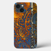 Intricate Blue and Orange Tribal Mehndi