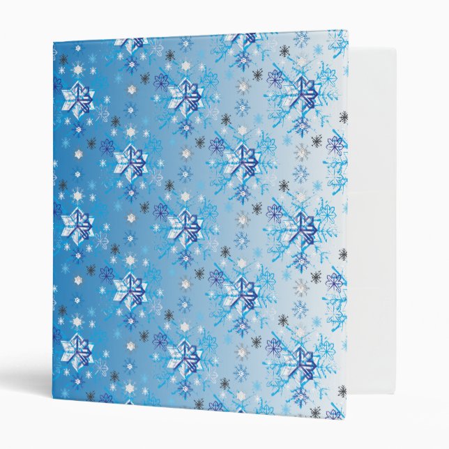 Intricate blue and white stars and snowflakes binder (Front/Inside)
