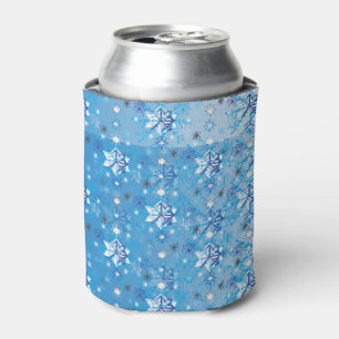Intricate blue and white stars and snowflakes can cooler
