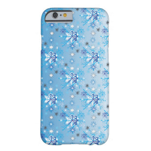Intricate blue and white stars and snowflakes barely there iPhone 6 case