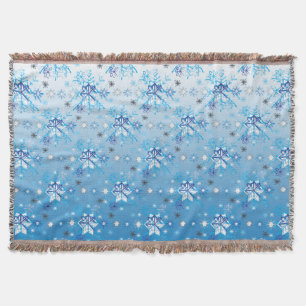 Intricate blue and white stars and snowflakes throw blanket
