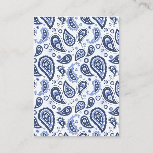 Intricate Blue Floral Paisley Print Design Advice Card (Front)