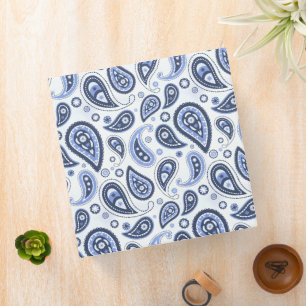 Intricate Blue Floral Paisley Print Design Binder