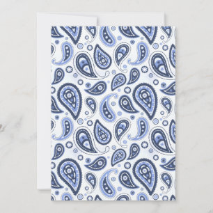 Intricate Blue Floral Paisley Print Design Invitation