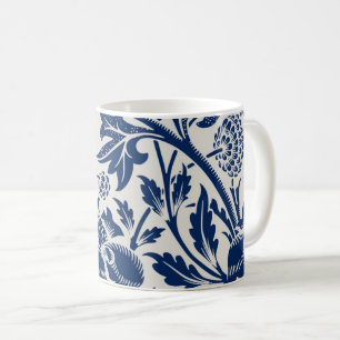 Intricate blue floral pattern on light background coffee mug