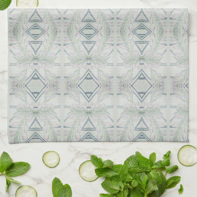 Intricate Blue  Kitchen Towel (Folded)