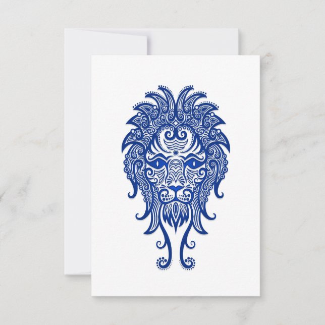 Intricate Blue Leo Zodiac on White (Front)