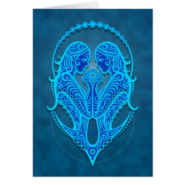Intricate Blue Tribal Gemini (Front)