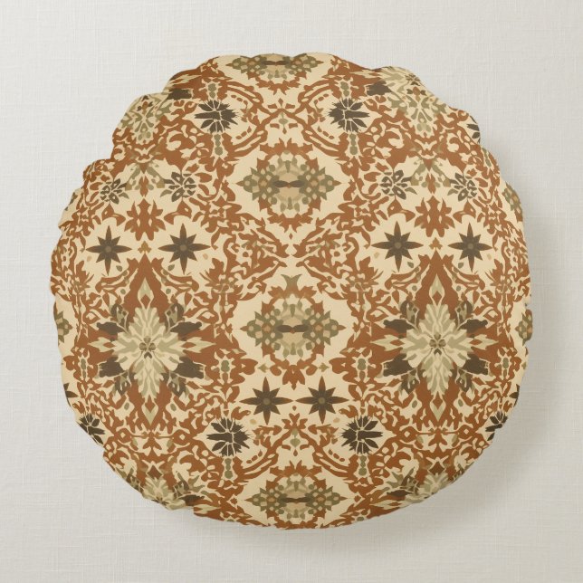 Intricate Bohemian Ethnic Round Pillow (Front)