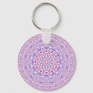 Intricate Bold Groovy Boho Hippie Abstract Mandala Keychain