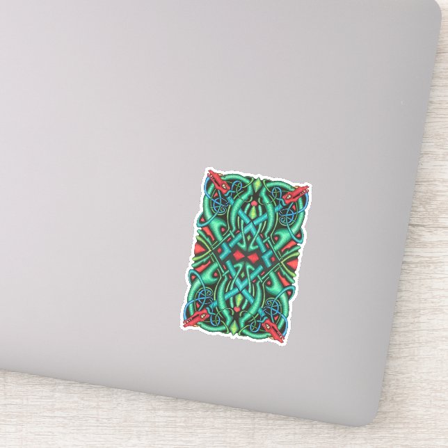 Intricate Celtic Dragon Knot Jewel Tone Colours (Detail)