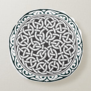 Intricate Celtic Knot Spiral Pattern Decorative Round Pillow