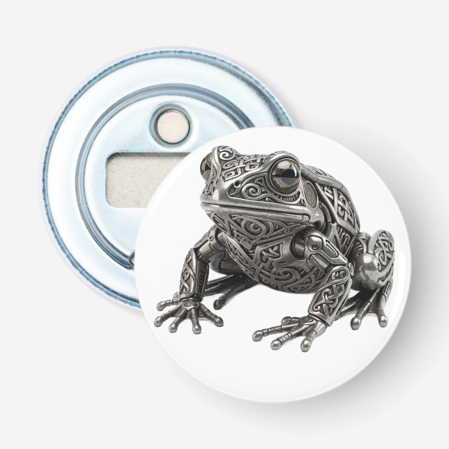 Intricate Celtic Silver Frog Mechanical Sculpture Bottle Opener (Front)