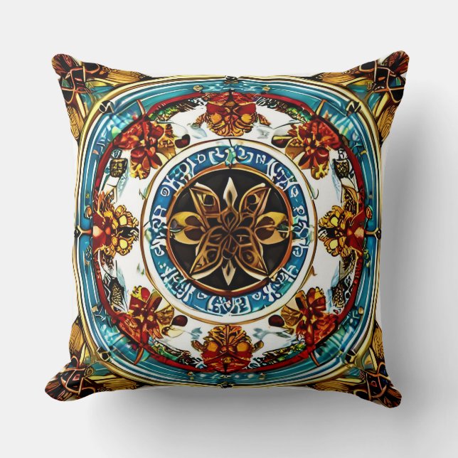 Intricate Circular Ornament Throw Pillow (Front)