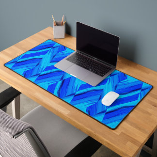 Intricate Cobalt Blue Marble Pattern Desk Mat