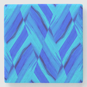 Intricate Cobalt Blue Marble Pattern Stone Coaster