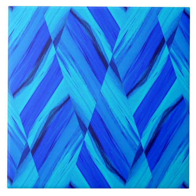 Intricate Cobalt Blue Marble Pattern Tile (Front)