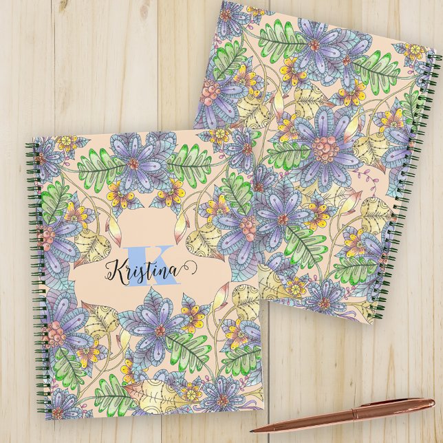 Intricate Colourful Floral Name and Initial Letter Notebook (Creator Uploaded)