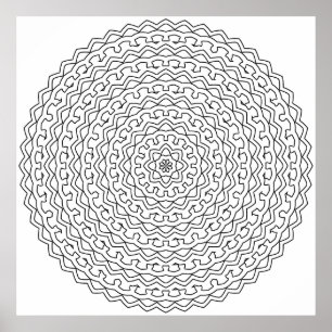 Intricate Concentric Loop Mandala with Floral Core Poster