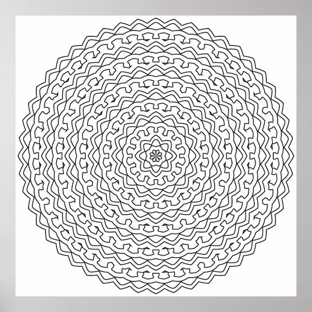 Intricate Concentric Loop Mandala with Floral Core Poster (Front)