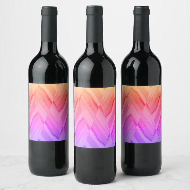 Intricate Coral and Pink Hues Marble Pattern Wine Label (Bottles)