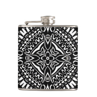 Intricate Cross Geometry Hip Flask