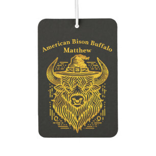 Intricate Design of a Bison With a Hat Air Freshener