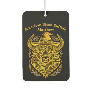 Intricate Design of a Bison With a Hat Air Freshener