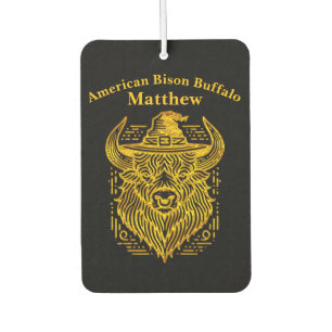 Intricate Design of a Bison With a Hat Air Freshener