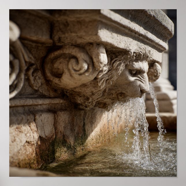 Intricate Details of Ancient Roman Fountain Sculpt Poster (Front)