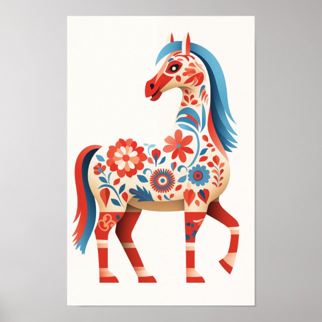Intricate Details of Dala Horse Art #5 Poster (Front)