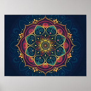 Intricate Digital Mandala: A Kaleidoscope of Colou Poster