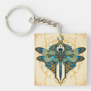 Intricate Dragonfly Artwork Keychain